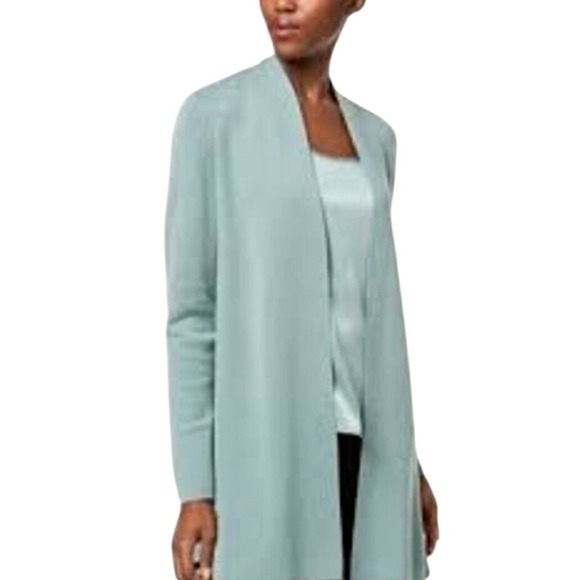 Eileen Fisher Merino Wool Duster Cardigan Lightweight Long Sleeve Green - Picture 1 of 6